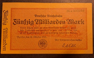 Deutsche Reichsbahn Fünfzig Milliarden Mark 1923