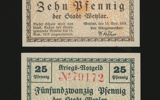 Saksa Notgeld 10, 25 Pfg, Wetzlar 1918