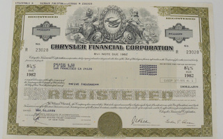 Chrysler Financial Corporation 1982 obligaatio
