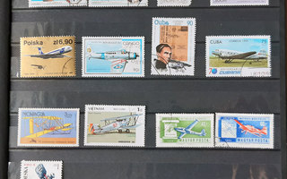 Lentokone ja ilmalaiva aiheiset postimerkit