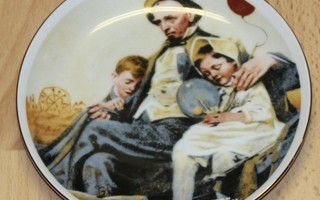 Koristelautanen Herman Rockwell isoisä ja lapset