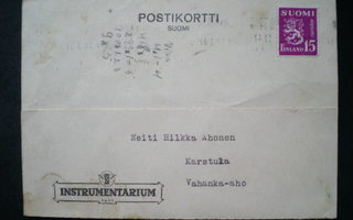 Vanha yrityspostikortti - INSTRUMENTARIUM Jyväskylä 16.7.52