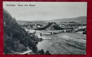 Sollefteå. Bron och Nipan (Ruotsi) vanha postikortti