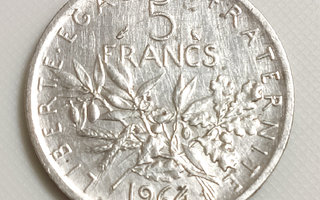 Ranska 5 Francs 1964, Hopeakolikko