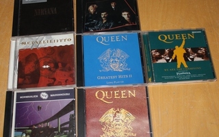 CD:  NIRVANA, QUEEN 4 LEVYÄ,YUP, METALLILIITTO