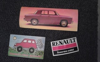 Renault-postikortti ja 2 rellutarra