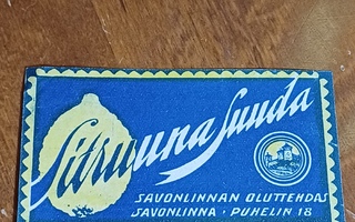 Sitruuna suuda Savonlinnan oluttehdas etiketti.