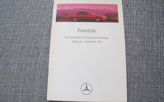 1993 Mercedes-Benz hinnasto esite - 50s - Saksa
