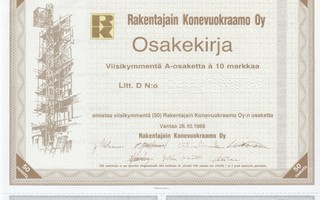 1988 Rakentajain Konevuokraamo Oy spec, Vantaa pörssi osake