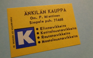 TT-etiketti K Änkilän Kauppa, Simpele