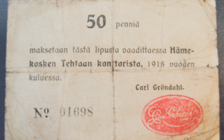 50p 1918 Hämeenkosken tehtaat