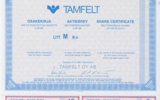 1988 Tamfelt Oy spec, Tampere pörssi osakekirja