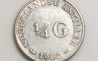 Alankomaiden Antillit 1/4 Gulden 1963, Hopeakolikko