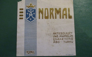 TUPAKKA ETIKETTI - NORMAL J.E HUMELIN TURKU  H-3343