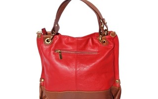 Red Handbag with double handle in soft leather