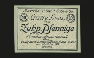 Saksa Notgeld 10 Pfennig, Löbau 1918