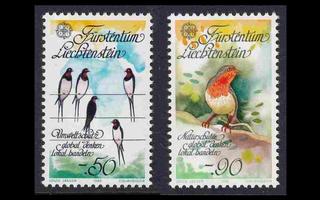 Liechtenstein 893-4 ** Europa luonnonsuojelu lintu (1986)