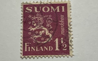 152/ 1930 Leijona M30 1,5 mk o leimattu